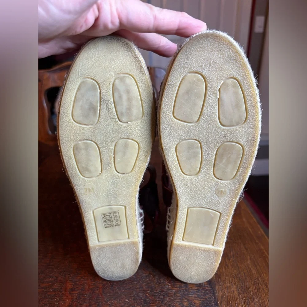 Vince Edina Nut Brown Croc Embossed Leather Platform Espadrille Sandal Size 7
